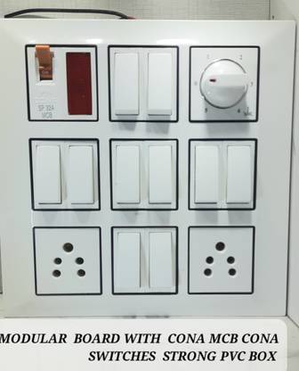 BAHUL Modular wall surface electric board with CONA MCB AND CONA SWITCHES 2 Socket Extension Boards