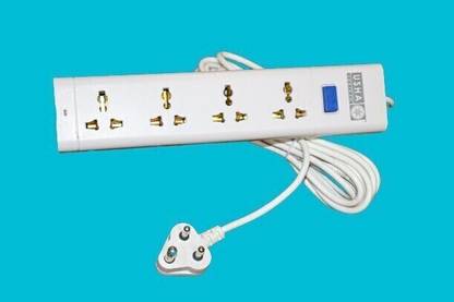 USHA 4 Socket Multipurpose Extension with 4 Mtr Long Wire Shock Proof (PACK OF 1) 4  Socket Extension Boards