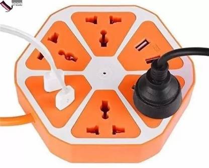 Bashaam H323 Hexagon Socket Extension board with 4 USB 2.0Amp charging point 8 Socket-1 4  Socket Extension Boards