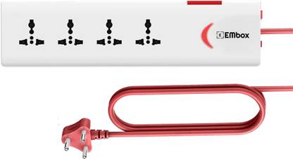 EMBox Heavy Duty Extension Cord for Indoor & Outdoor Use 6A 2500 W 4  Socket Extension Boards