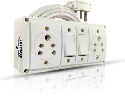 Elecstar 3 METER 2 SOCKET 2 SWITCH 6 amp Extention Box 2  Socket Extension Boards