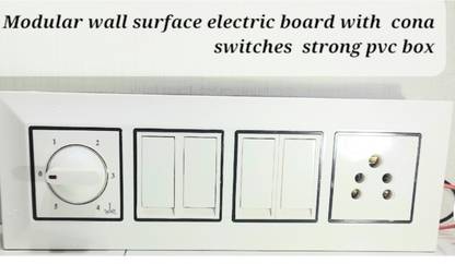 BAHUL Modular wall surface electric board with CONA SWITCHES STRONG PVC BOX 1  Socket Extension Boards