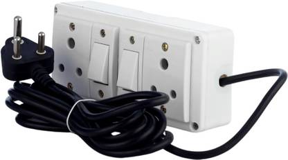 JELECTRICALS White Heavy Duty Extension Board With Copper Wire | 6AMP 3 PIN & Anchor Switch 2  Socket Extension Boards