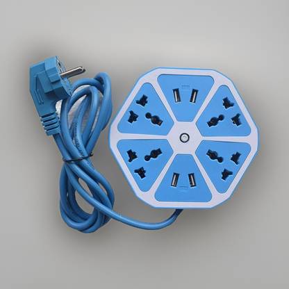 GUGGU G49_Hexagon Socket Power Strip w/ USB Charger | 4-Outlet + 4-USB Extension Board 4  Socket Extension Boards