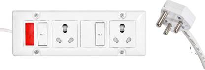 Ronofic Extension Wire Board With short (1.5 mm) Safe-Ex 2 Socket,2 Switch 15/16 AMP 3 Meter Wire Extension Board for Travel, Mobile, Laptop purpose (White)body material Polycarbonate 2  Socket Extension Boards