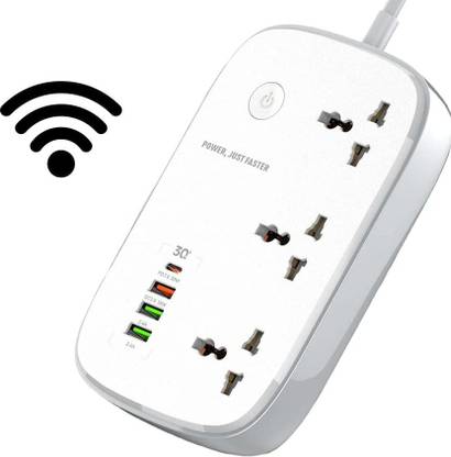 D'Wild 2500W 10Amp WiFi Smart Extension Power Strip with 30W Type C PD QC Fast USB Port 3  Socket Extension Boards