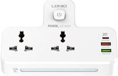 Extremus ™ PD &QC Power Port & Power Socket USB Ports | 2 Power Socket 20W Type C USB 10A Extension with USB Port and Touch Night Lamp 10 A Two Pin Socket USB Hub