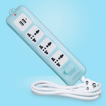 Pick Ur Needs 10A 3 -Way Extension Cord With 3 USB Socket 3  Socket Extension Boards