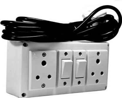 Cordnet White Heavy Duty Extension Board With Copper Wire | 6AMP 3 PIN & Anchor Switch 2  Socket Extension Boards