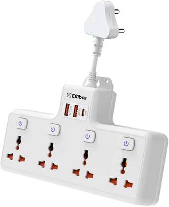 EMBox Multi Plug Adapter with 20W Type-C PD Charging 4  Socket Extension Boards