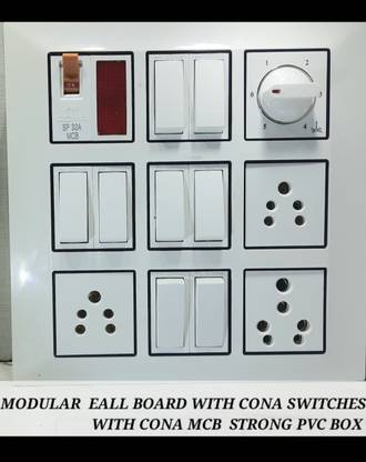 BAHUL Modular board with CONA MCB CONA SWITCHES 3  Socket Extension Boards