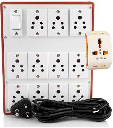 HI-PLASST (1 Switch + 11 Sockets ) Extension Board Multi Outlet Electrical Switch Board - 4Mtr Long Wire Power Strip with multi plug 11  Socket Extension Boards