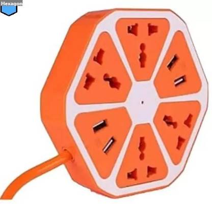 Bashaam A19 Hexagon Socket Extension board with 4 USB 2.0Amp charging point 8 Socket-1 8  Socket Extension Boards