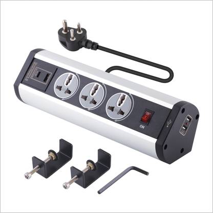 MX Power Console 6 Amp 3 Universal Rotatable Sockets with 95W PD Port(5mtr) 3  Socket Extension Boards