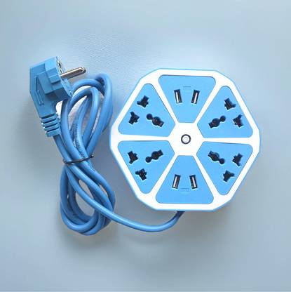 ROAR EF-267 Hexagon Socket Power Strip USB Charger: 4 Outlets + 4 USB Ports Extension 4  Socket Extension Boards