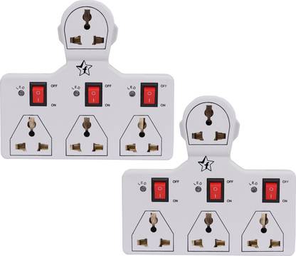 Flipkart SmartBuy 4 UNIVERSAL SOCKET 3 SWITCH MULTI PLUG EXTENSION BOARD COMBO (Pack of 2) 4  Socket Extension Boards