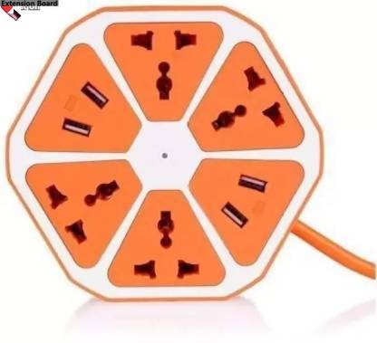 Stybits H753 Hexagon Socket Extension board with 4 USB 2.0Amp charging point 8 Socket-1 4  Socket Extension Boards