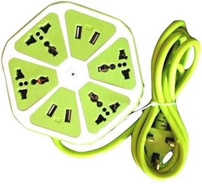 ROAR UF-113 Hexagon Socket Power Strip USB Charger: 4 Outlets + 4 USB Ports Extension 4  Socket Extension Boards