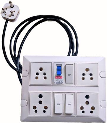 AJ ELECTRICALS switch with MCB modular power cord 4  Socket Extension Boards