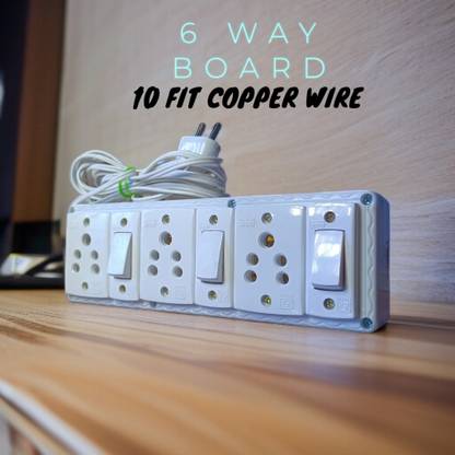 YEH Electric Extension Cord Strip Multi-Plug Extension Board |10 FIT Wire copper 3  Socket Extension Boards
