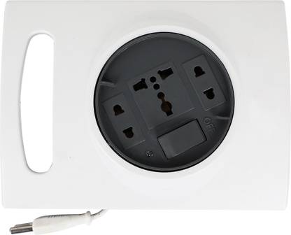 FLANKER Universal design for all types of Multi Plug Square Shape Extension Cord with 4 Mtr. Long & 2 Core Wire with 1 Switch,2 two Pin Socket and 1 Three Pin Socket Extension Boards (White, Black) 3  Socket Extension Boards