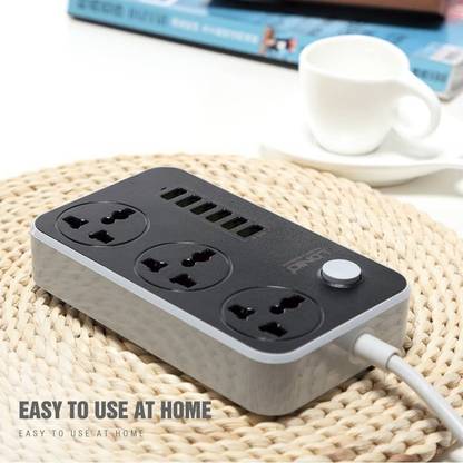 Triangle Ant ™ Power Strip Extension Cord with 6 USB Port|3 Universal Sockets 3  Socket Extension Boards