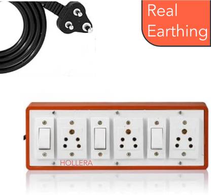 HOLLERA Multi Pin Surge Protector with ISI approved/Branded Switch and 3  Socket Extension Boards