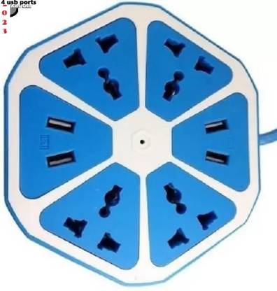 Stybits H1217 Hexagon Socket Extension board with 4 USB 2.0Amp charging point 8 Socket-1 4  Socket Extension Boards
