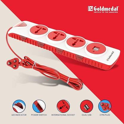 Goldmedal 4x4 HIGH GRADE POWER STRIP WITH USB 8  Socket Extension Boards