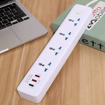 BAWALY 4 in1 Power Strip,Universal Sockets With 3m Wire,4Pin Plug,Switch & 3 usb port 4  Socket Extension Boards