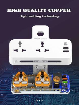 FD1 Extension Board with USB Port, Power Strip with QC3.0 Fast Charging Ports 5  Socket Extension Boards