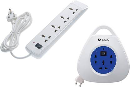 BAJAJ BAJAJ 4-WAY SPIKE AND SURGE GUARD + EXTENSION REEL POWER CORD 3 PIN AND 2 PIN EXTENSION PORTS 3 SOCKET EXTENSION BOARD 7  Socket Extension Boards