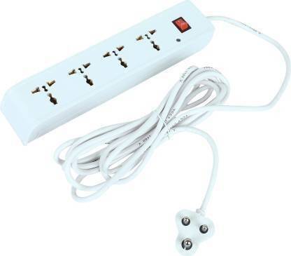 FLANKER 2 Meter Extension Board Long & Heavy Wire Multi Extension Cord 4 Socket with 1 Switch 5A Power Strip with Power Indicator Power strip Without USB Port 4  Socket Extension Boards