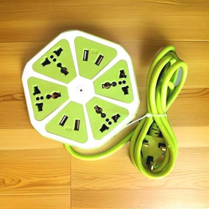 FRONY WU-187 Hexagon Socket Power Strip USB Charger: 4 Outlets + 4 USB Ports Extension 4  Socket Extension Boards
