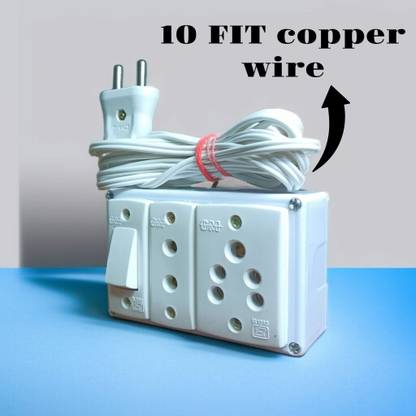 YHE 3 Way Extension Board", "10 Ft", "Copper Wire", "2.5 mm" Home Use Shop Use 2  Socket Extension Boards