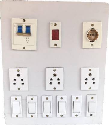 Shop Comfort Wooden Electric Switch Board ( 6 Switches,3 Sockets,1 Indicator,1 Bulb Holder & 1 MCB) 3  Socket Extension Boards