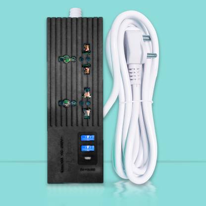 Daily Needs Shop Extension Cord/Board for Multiple Devices With 3 USB Ports+ 2 Electrical Socket 10 A Four Pin Socket