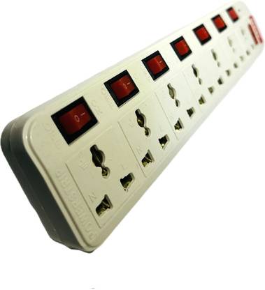 MSNL Ms New Ext-7+7, protector power up 6amp, 3mtr long wire and, 7 switch 7 Socket Extension Boards