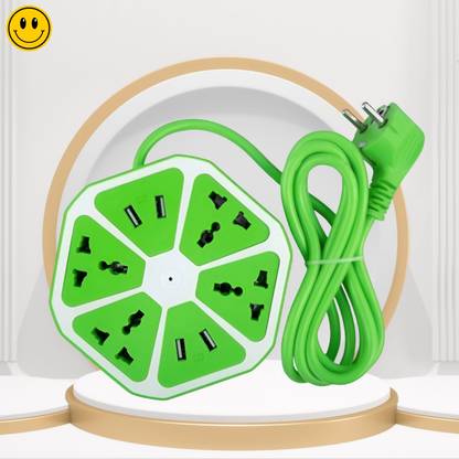 Frony Hexagon Extension socket with 5 Meter Cable & 4 usb ports Charging, 4 SocketE122 4  Socket Extension Boards