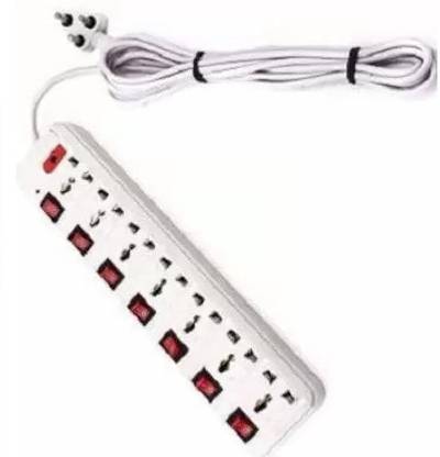 D-DEVOX BS-7+7 Points Sockets LED Indicator & Master Switch, 3 Meters Cord -10 AMP, 7  Socket Extension Boards