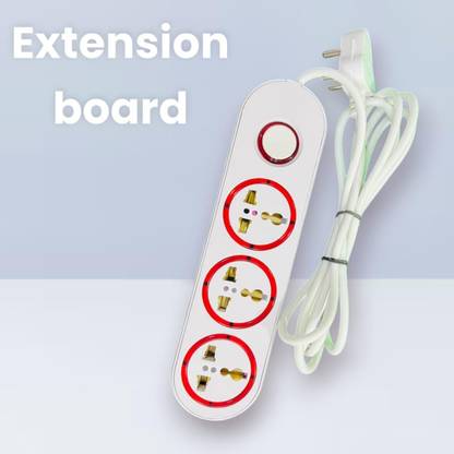 SRD HU-E9J 3 Socket Extension Cord 6 Ampere with 1 Switch, LED 3 Pin plug 3  Socket Extension Boards