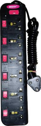 Skeisy 6 + 6 SWITCH EXTENSION CORD POWER UP 6AMP AND 3 MTR WIRE 6  Socket Extension Boards