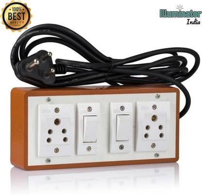 Illuminator Pack of 1 - 2+2 Extension board with 3 yard wire, 2 switch 2 Socket Extension Boards