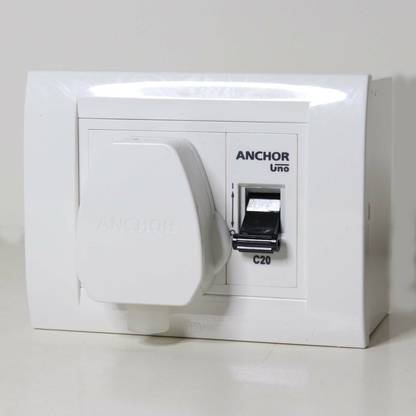 ANCHOR 20 Amp Socket With Mini MCB Modular Box For AC, Heater, Power Machine 1  Socket Extension Boards