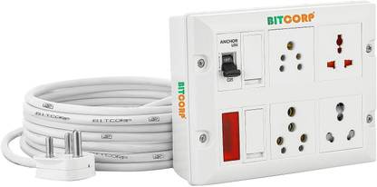 BITCORP Extension Board MCB With 16A Sockets (2500W), 4 Switch With 2 Meter Cable 4  Socket Extension Boards
