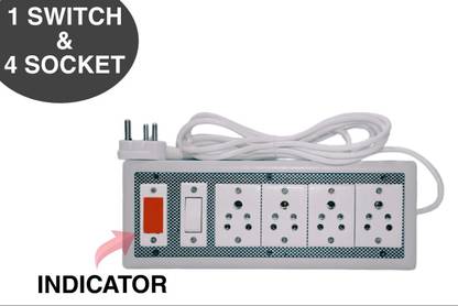 KHOPALA 4 Socket 1 Switch Board without wire 4 Socket Extension Board & Indicator wall 4  Socket Extension Boards