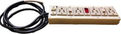 BAHUL Assembled PVC Extension Box/Junction Box/Spike Guard with Anchor 4Socket+2Switch+1Indicator+1Fuse+5Meter Cable 4  Socket Extension Boards