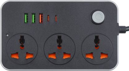 jihaan Power Strip Extension Board with 38W Type C USB Ports 3 Socket Extension Boards