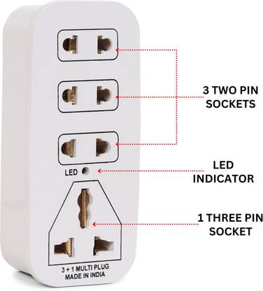 DIGWAY 4 UNIVERSAL SOCKET MULTI PLUG EXTENSION BOARD 6 A Two Pin Socket