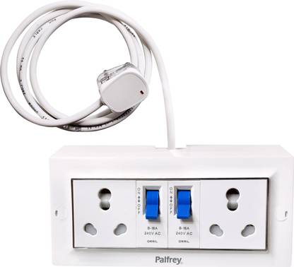 PALFREY Electric Extension Board - Two 16A MCB with Socket |3 meter (2200W) 2 Socket Extension Boards